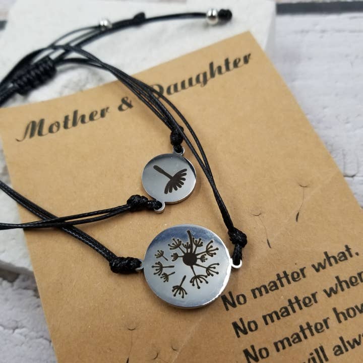 Treasure Wholesale - Wholesale Jewelry Set - Dandelion Mom & Daughter Bracelet Set - Mother's Day Gift