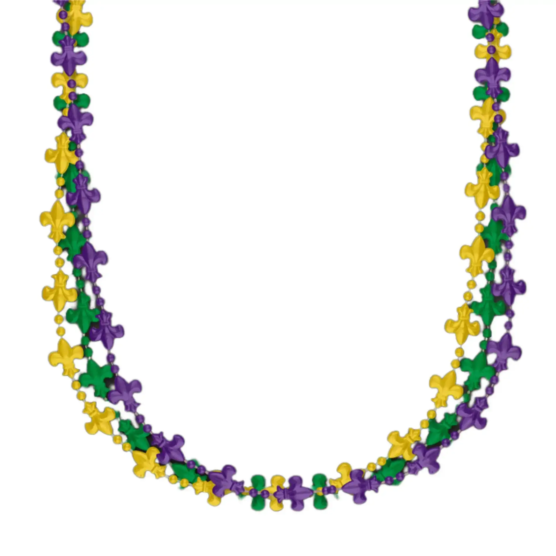 Blinkee.com, LLC - Wholesale Beaded/Pearl Necklace - Fleur de Lis Beaded Necklace for Mardi Gras, Pack of 122