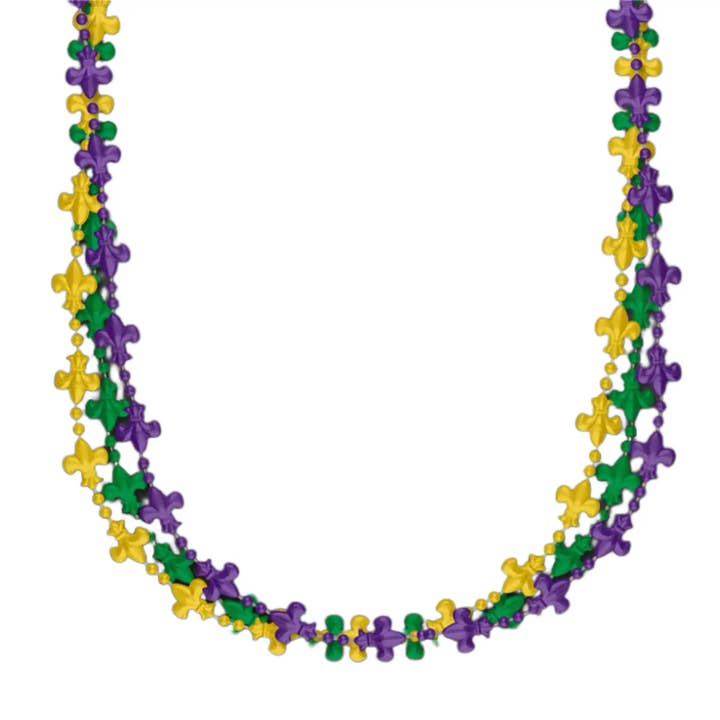 Blinkee.com, LLC - Wholesale Beaded/Pearl Necklace - Fleur de Lis Beaded Necklace for Mardi Gras, Pack of 122