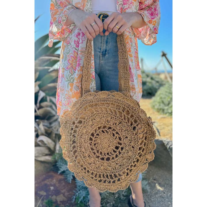 Bronzage Sac fourre-tout léger décontracté en paille naturelle Tan Summer Straw en vente sur Faire1