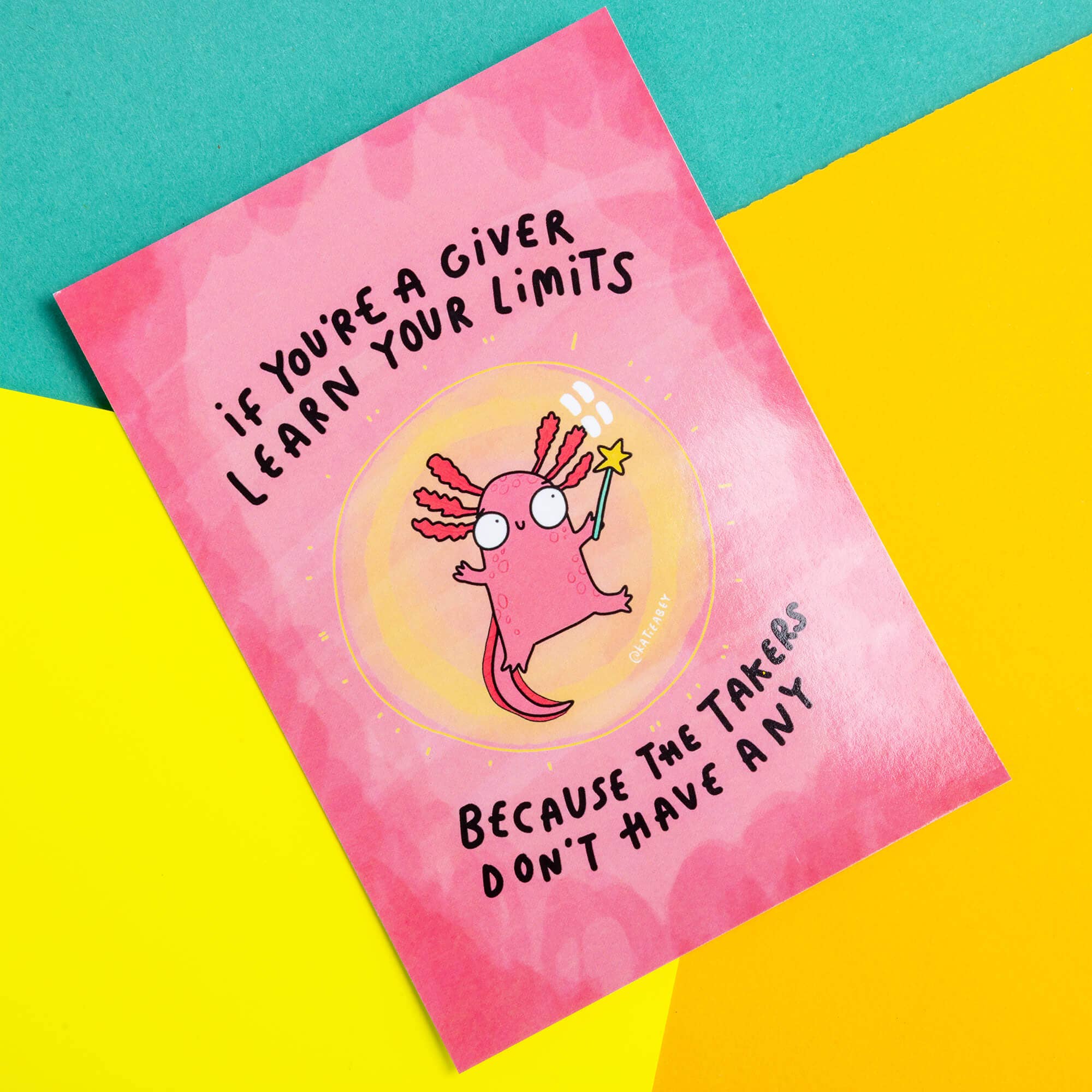 Katie Abey - Wholesale Postcard - Learn Your Limits Axolotl A6 Postcard1