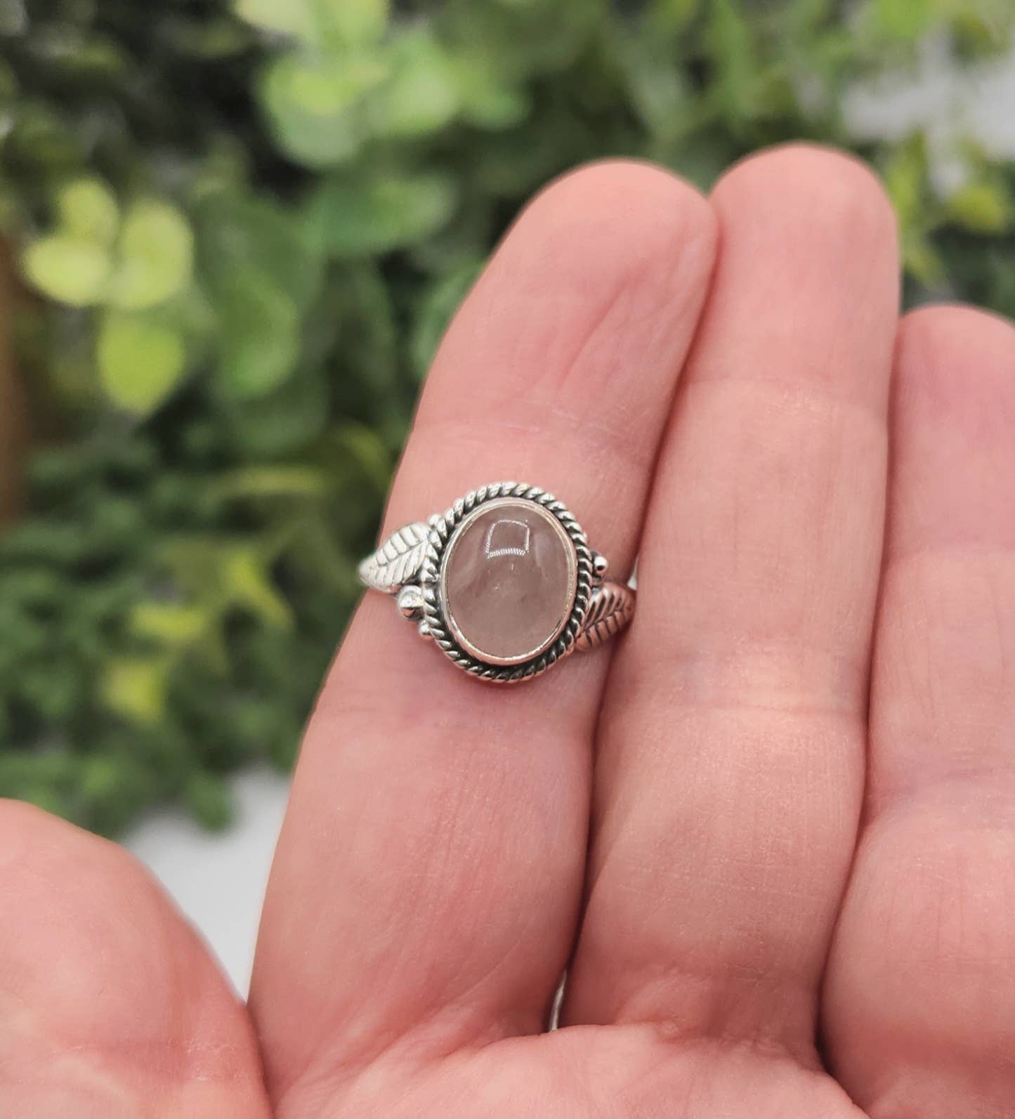 Meraki Gemstones – wholesale Cocktail/statement ring – Rose Quartz Semi-Precious Gemstone Sterling Silver(925) Ring2