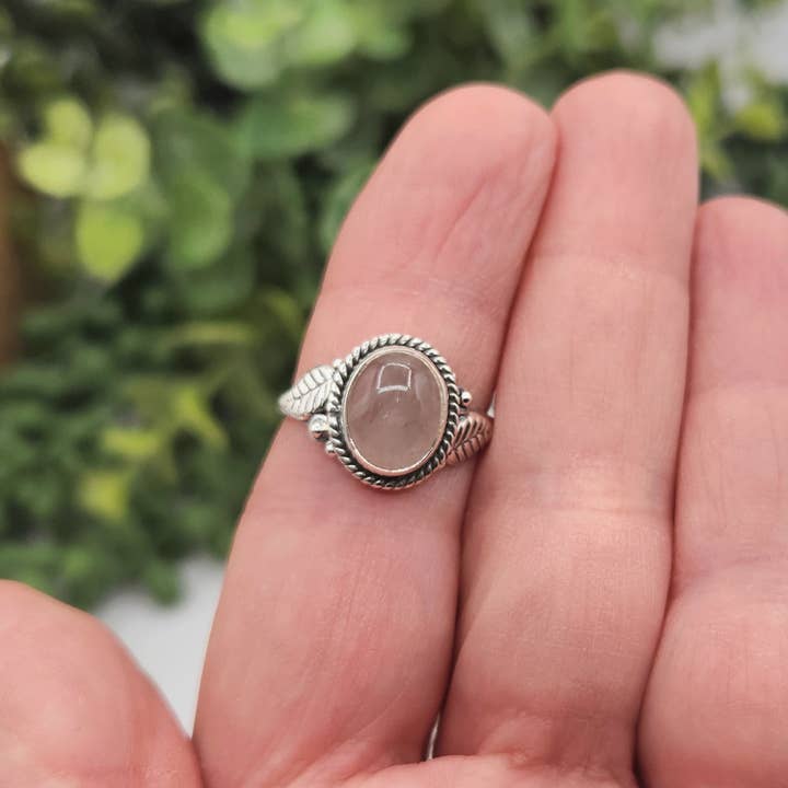 Meraki Gemstones – wholesale Cocktail/statement ring – Rose Quartz Semi-Precious Gemstone Sterling Silver(925) Ring2