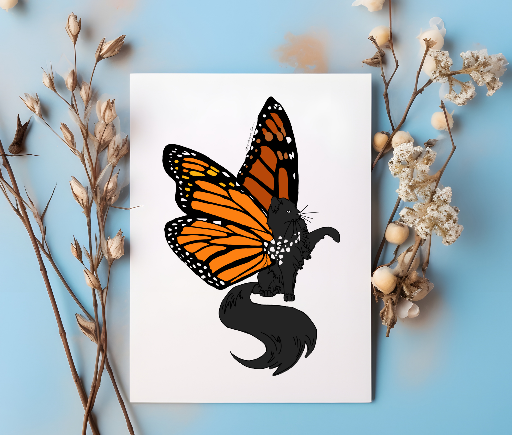 Kristin Bergene Creative LLC - Wholesale Season's Greetings Card - Monarch Kitten Greeting Cards | Blank Inside, 5.5” x 4”5