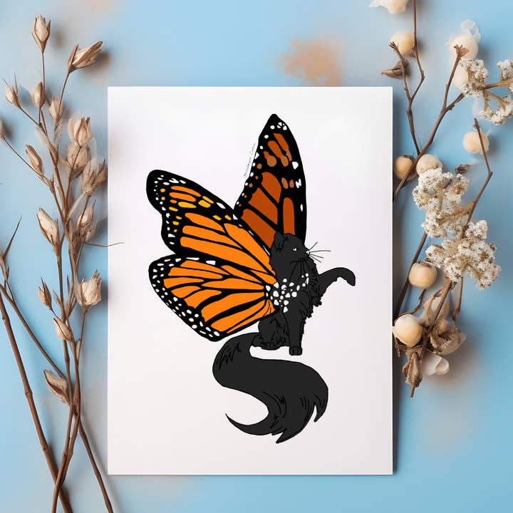 Kristin Bergene Creative LLC - Wholesale Season's Greetings Card - Monarch Kitten Greeting Cards | Blank Inside, 5.5” x 4”5