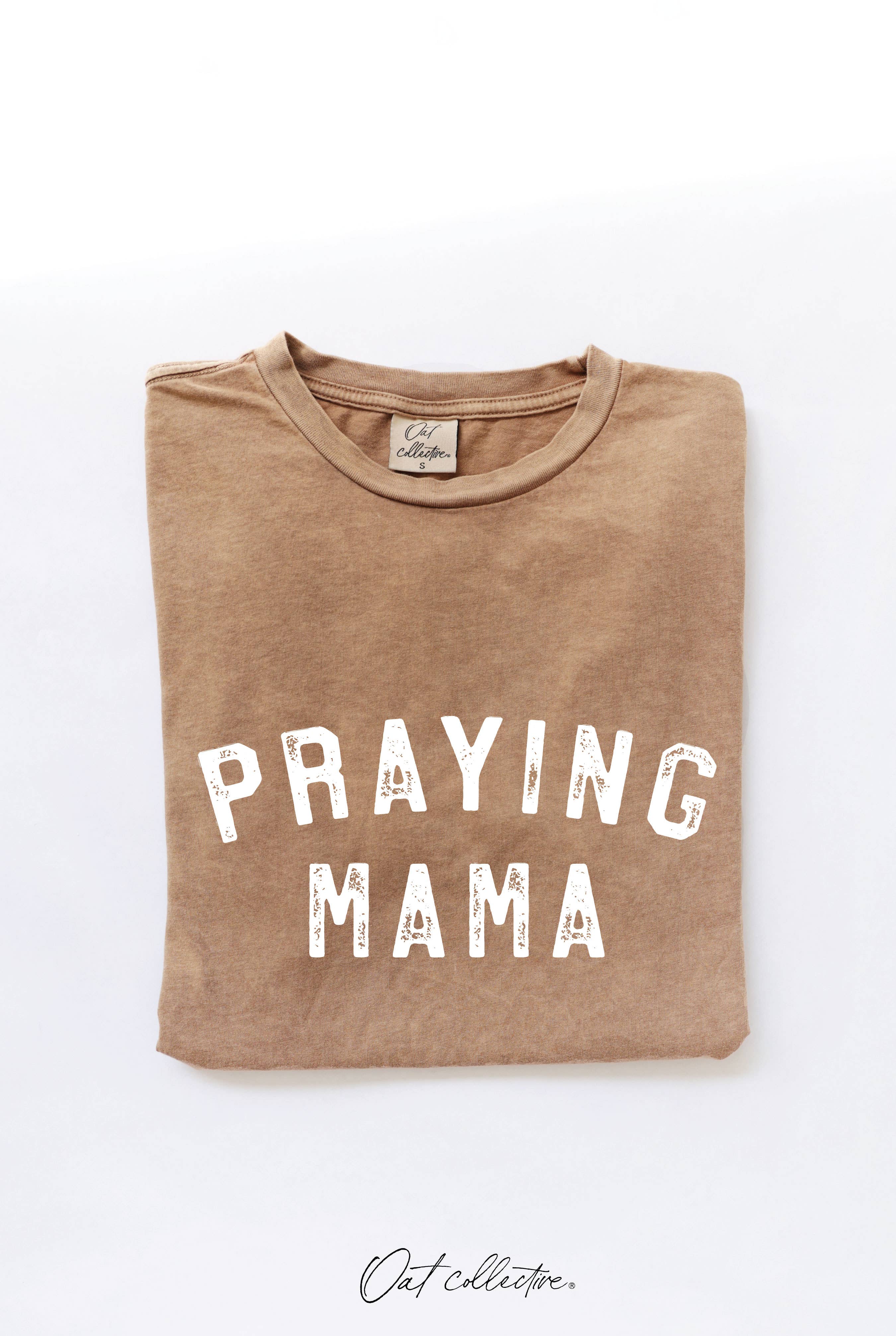 OAT COLLECTIVE - Wholesale Screen Printed T-Shirt - Women's - PRAYING MAMA  Mineral Graphic Top1