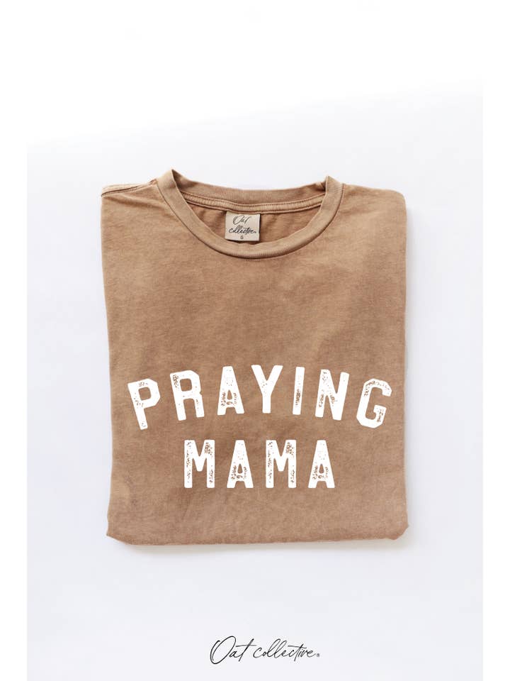 OAT COLLECTIVE - Wholesale Screen Printed T-Shirt - Women's - PRAYING MAMA Mineral Graphic Top1