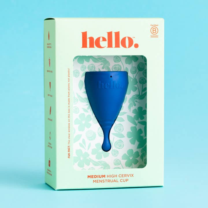 Hello Cup - Haut col de l'utérus, bleu vif moyen pour la vente par Hello Period