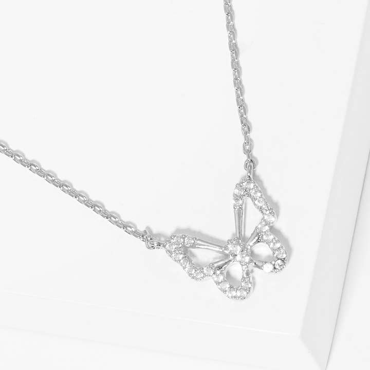Sensibling Corp. - Wholesale Pendant/Charm Necklace - Gold Dipped CZ Stone Paved Butterfly Pendant Necklace