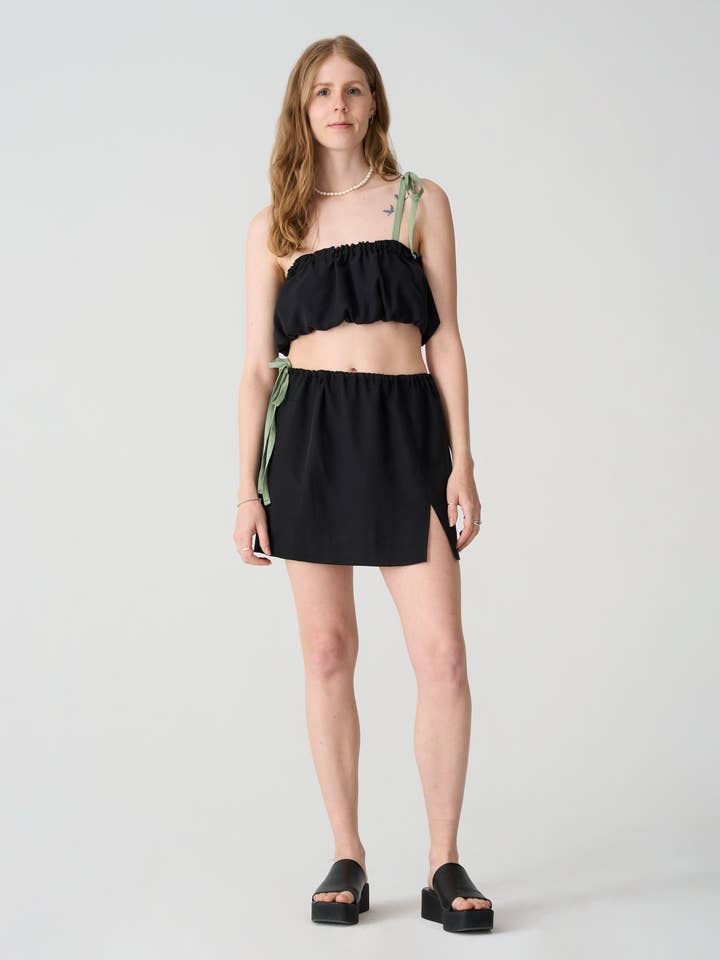 VALERIE C. - Wholesale Skirt - Women's - Jupe courte - noir et sauge2