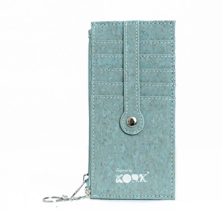 KORK & Inspired by KORK - Wholesale Card Holder - Women's - Cork Zipper Credit Card Wallet - Light Blue0