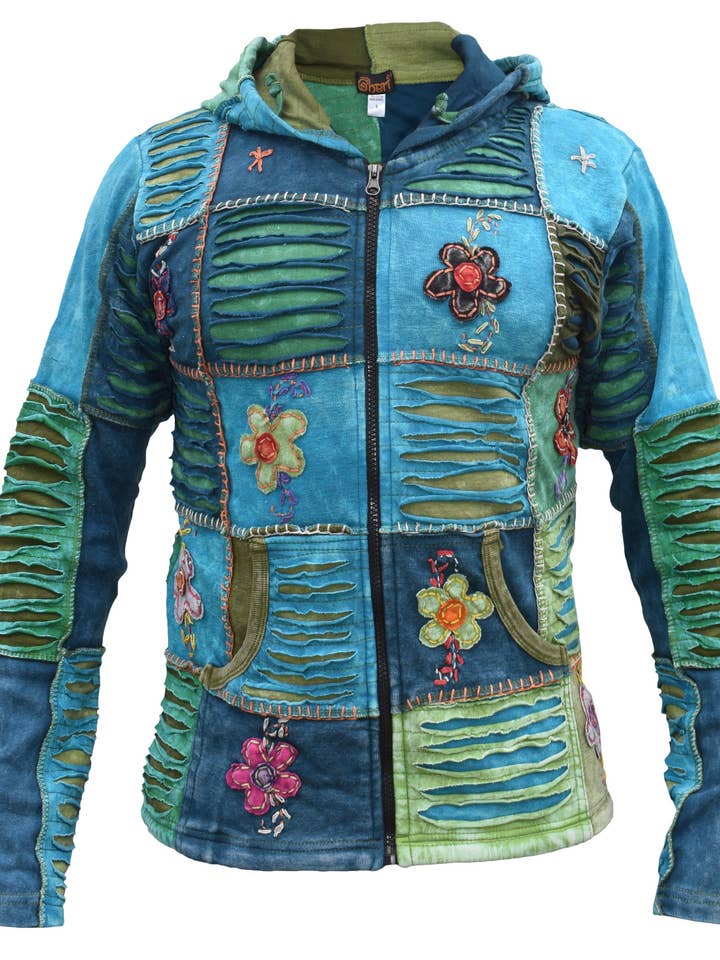 Mens Pixie Festival Patchwork Embroidery Razorcut Jacket for wholesale by Gheri