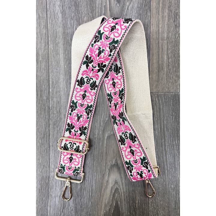 Pink EMBROIDERED BAG STRAP for wholesale on Faire1