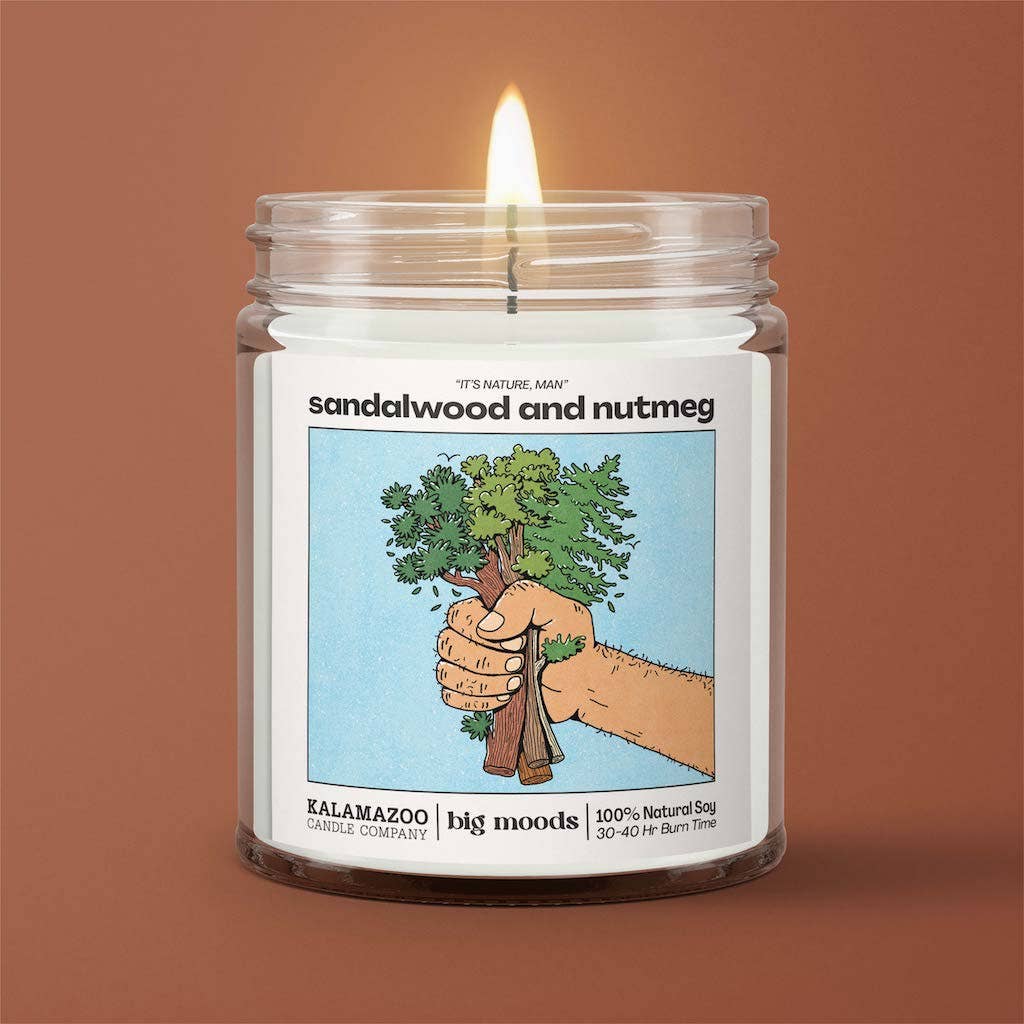 Big Moods - Wholesale Jar/Filled Candle - "It's Nature, Man" Sandalwood & Nutmeg - Luxury Soy Candle