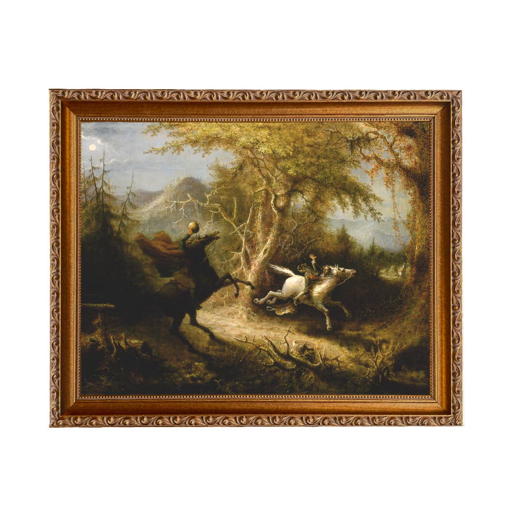 Madison Bay Co. - Historical Home Decor Reproductions - Wholesale Schilderen/Tekenen - Schilderijafdruk van de Ruiter zonder Hoofd die Ichabod Crane Achtervolgt8