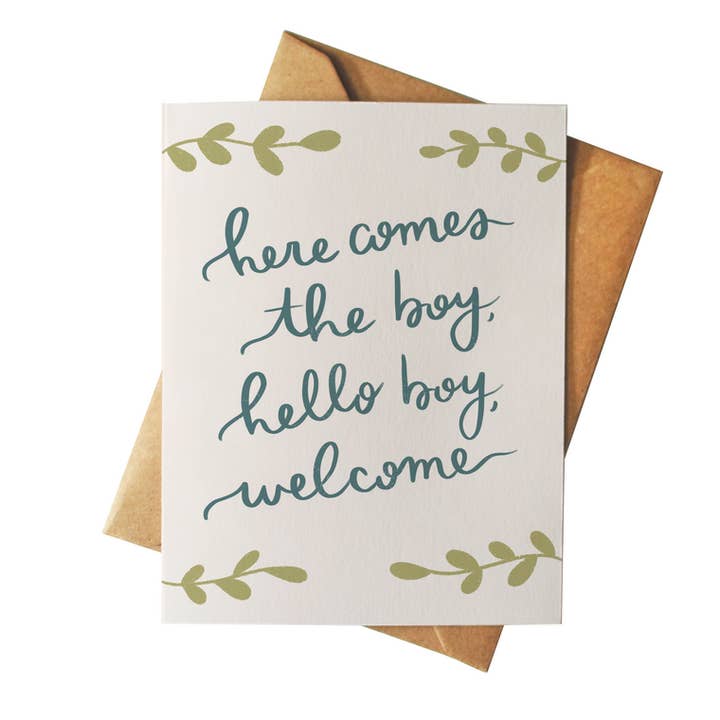 Here Comes the Boy for wholesale by Mazapan Paper Co.