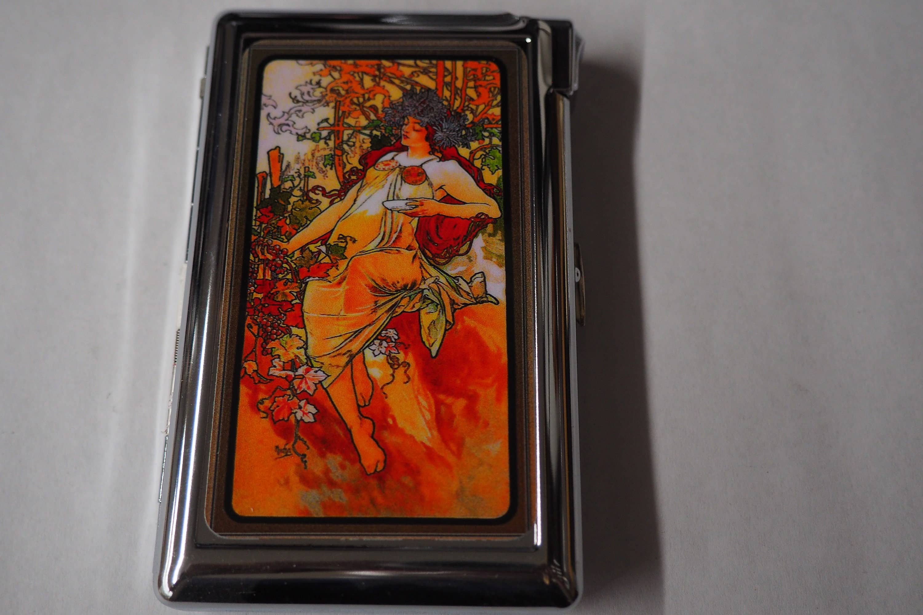 Lighter King - Vente Boîtes à cigares/accessoires pour cigares - Étui de rangement pour cigarettes Art Déco avec briquet intégré