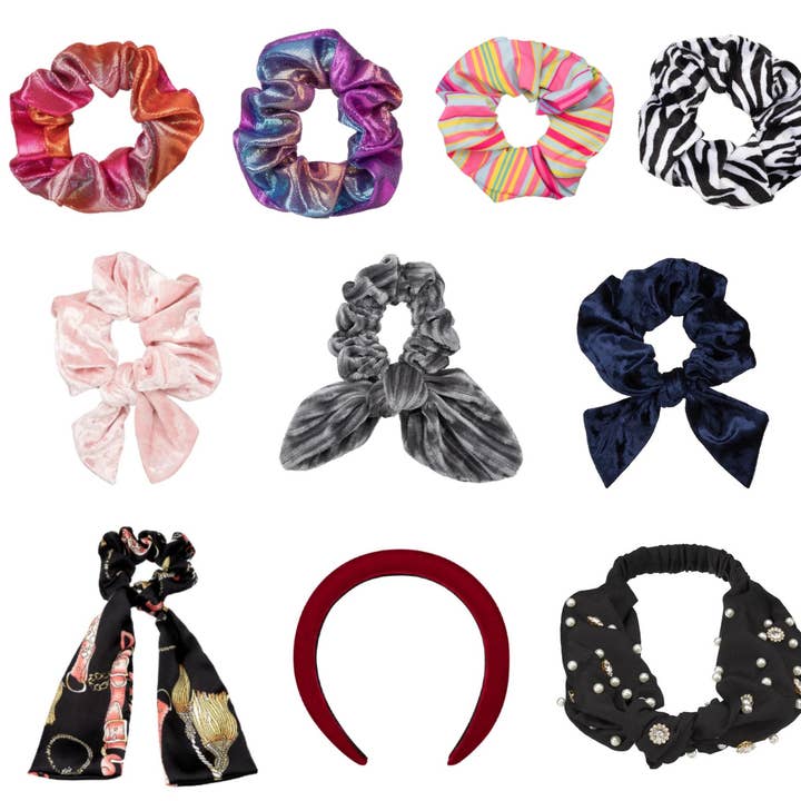Velvet Headband + Scrunchie Bundle (10 total pieces) for wholesale by YOUZEY