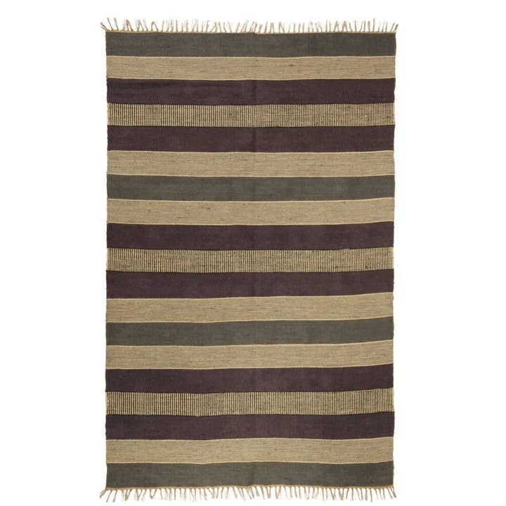 B A O B A B - Maison - Wholesale Area Rug - Jute Kilim striped rug, handwoven0