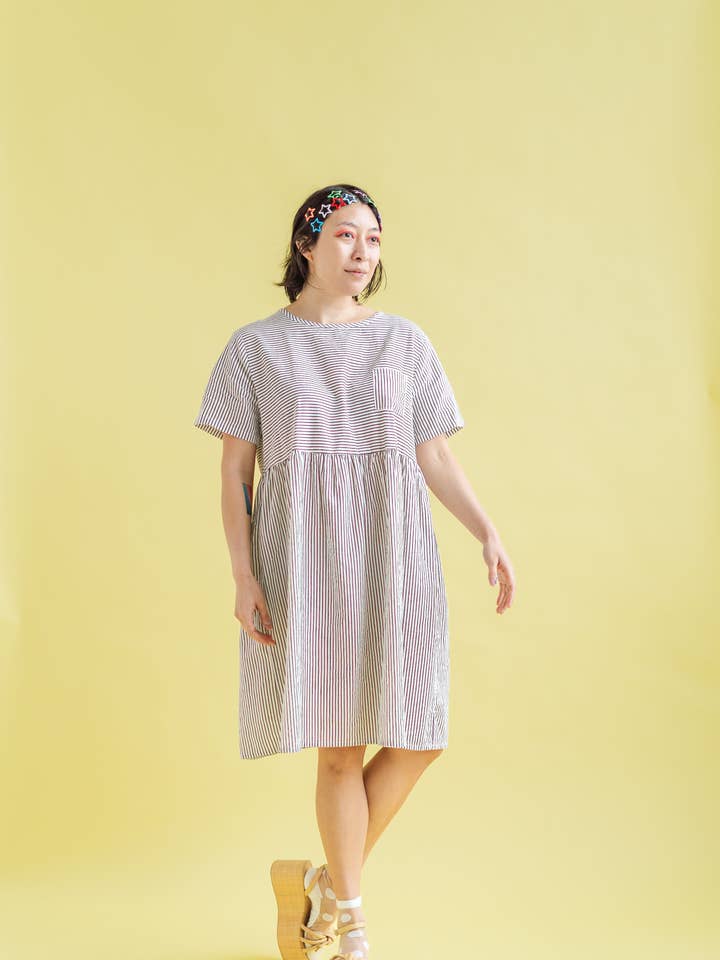 Nettle Studios - Wholesale Dress - Women's - Size Inclusive Plus Size Shirt Dress Pockets Striped Linen3