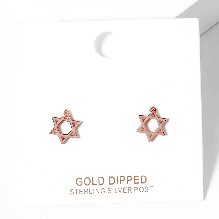 Sensibling Corp. - Wholesale Stud/Post Earrings - White / Gold Dipped Star of David Stud Earrings