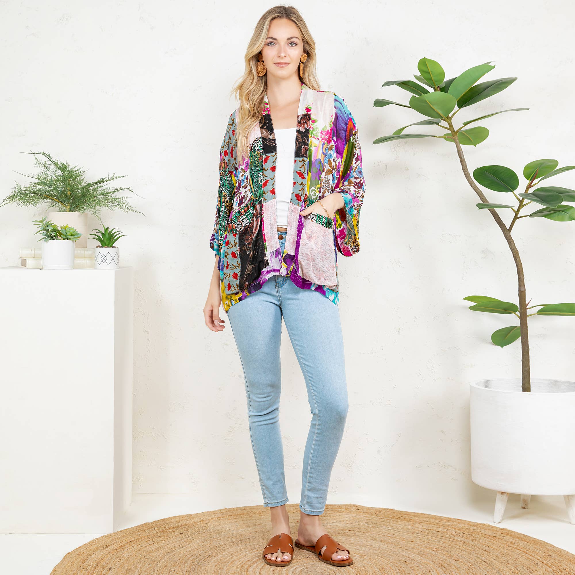 Young Threads - Wholesale Kimono - Women's - Kimono Top In Overdyed Mix N Match Patches - in 7 Color ways33