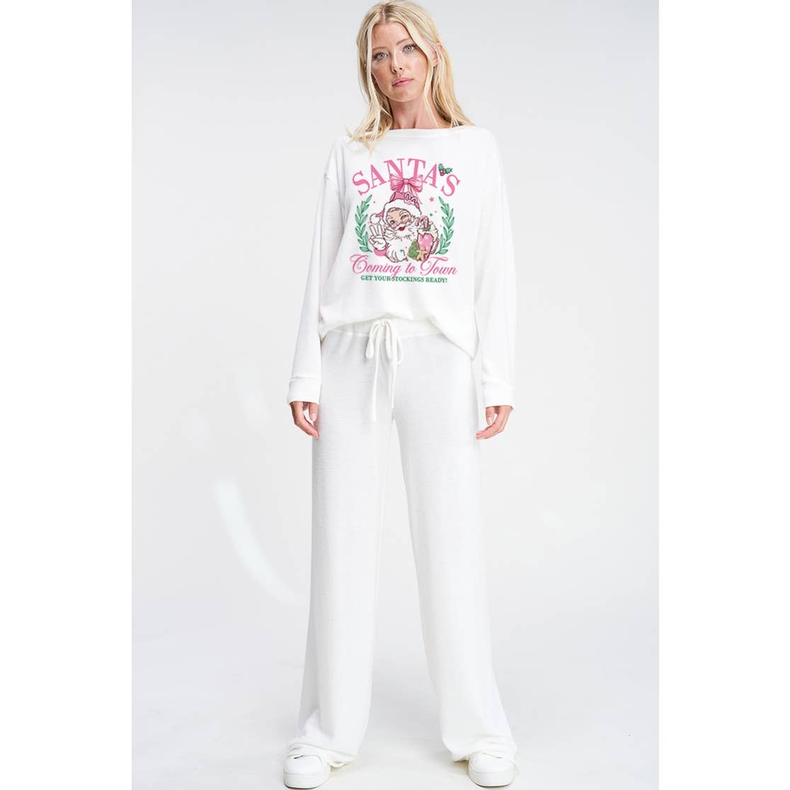 Phil Love - Wholesale Lounge Set - Women's - Santa Christmas print soft loungewear set16
