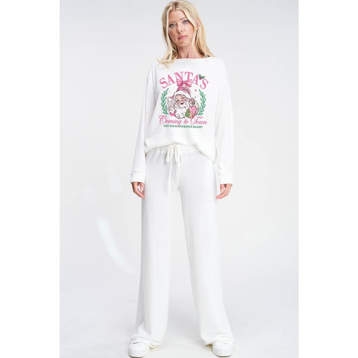 Phil Love - Wholesale Lounge Set - Women's - Santa Christmas print soft loungewear set16