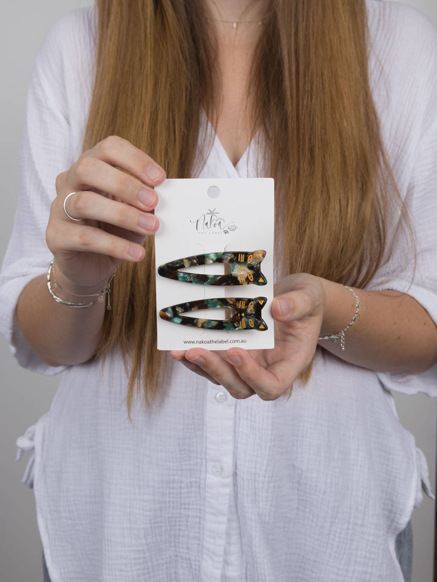 Nakoa The Label - Wholesale Hair Clip - Women's - Cat Hair Clip - Acetate - Set Of 2 - Emerald Green0