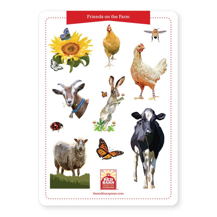 The Red Barn Press - Wholesale Sticker - Farm Animals Sticker Sheet