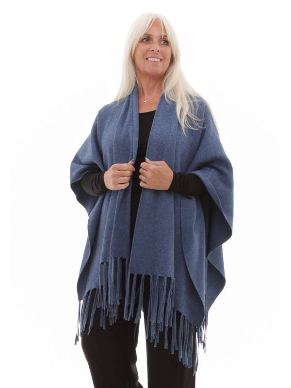 Cashmere Like Tassel Poncho for wholesale by DREAMS