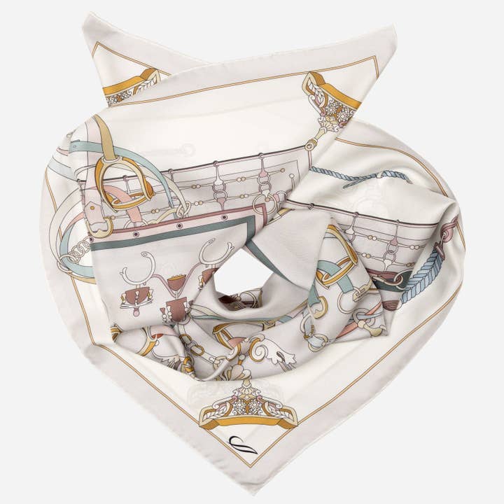 Epona - Silk Foulard - Pearl Grey for wholesale by Elizabetta Made in Italy USA