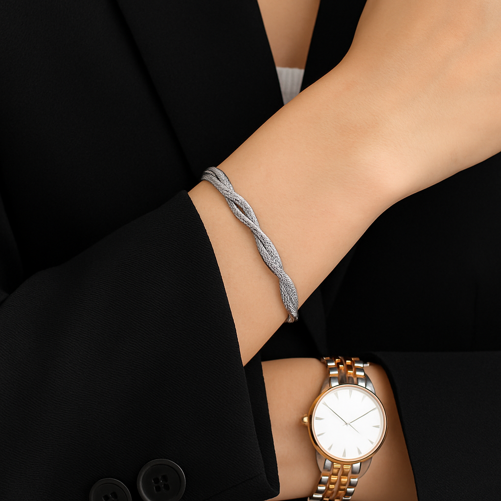 Gemscape UK - Vente Bracelets maillon et chaîne - Bracelet Chaîne Serpent Argent Torsadé pour Femme – Ajustable12