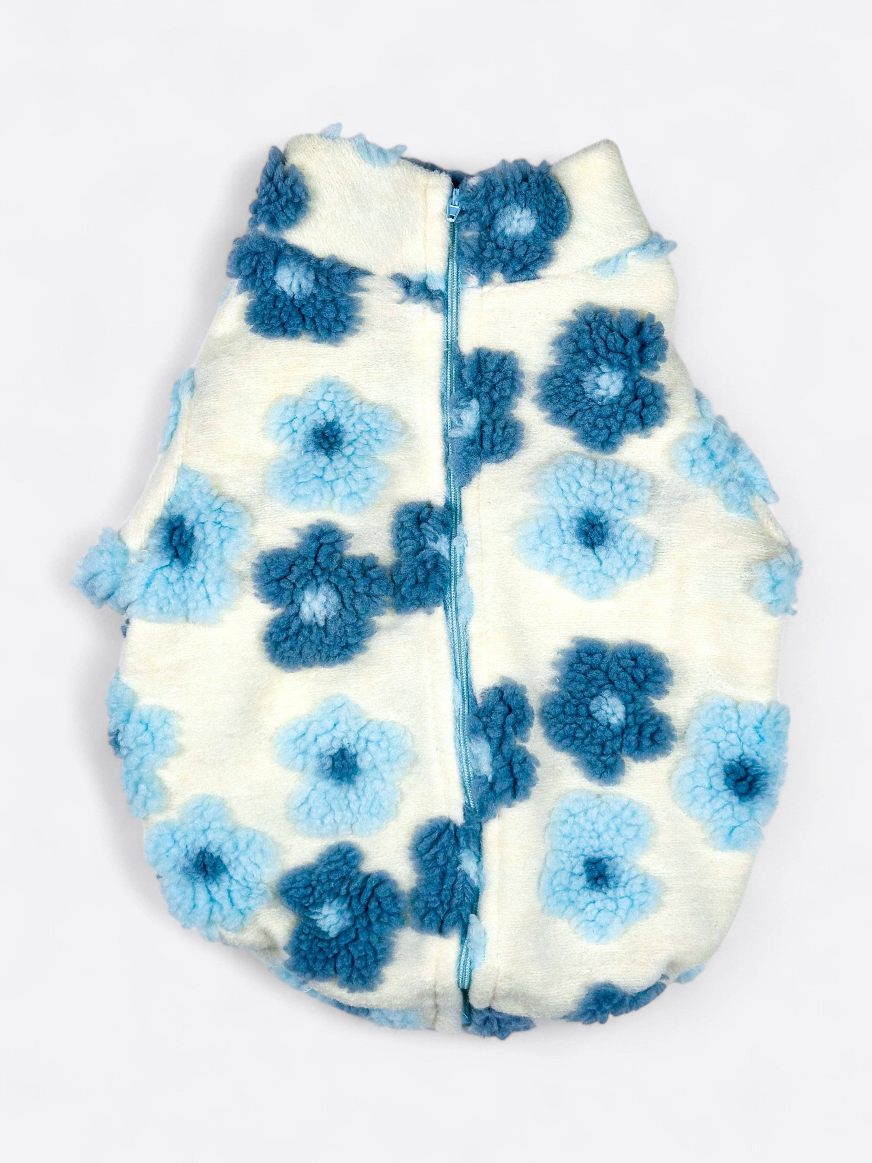 The Paw Print Boutique - Wholesale Pet jumper – Dog - The Bluebell Blue Floral Fleece1