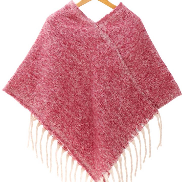 Q-A8.2 SCARF2588-011-3 Poncho Invernale Intrecciato Rosso per la vendita all'ingrosso da parte di Menga Trading
