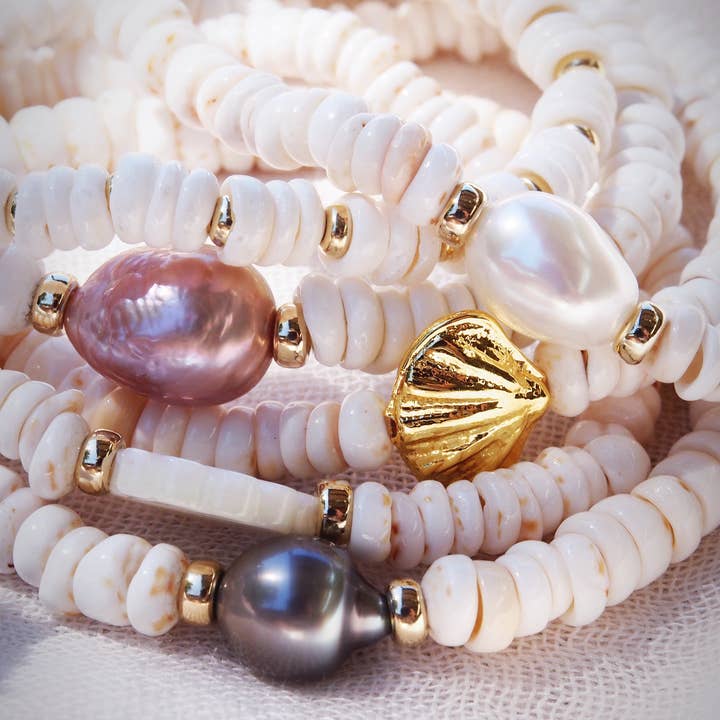 Ke Aloha Jewelry - Wholesale Beaded Bracelet - Choose your Stretchy Puka Shell Bracelet - Ali'ikai
