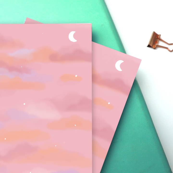 Drømmende notesblok, Memopad, afrivningssider, søde papirvarer for engroshandel hos Tania de Andrade illustration