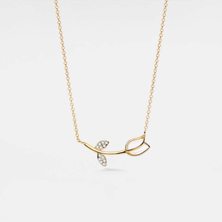 Opal-Tulpenblumen-Halskette horizontal in 925er Sterlingsilber für den Großhandel von Perimade & Co. LLC