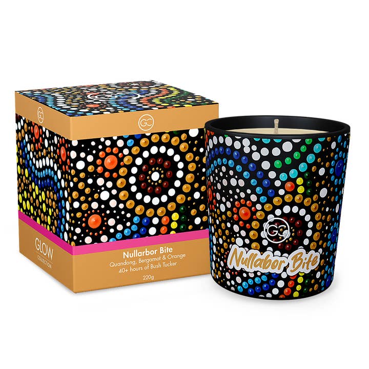Glow Collection - Wholesale Jar/filled candle - Nullarbor Bite - Quandong, Bergamot & Orange Scented Soy Paraffin Candle 40hr Burn1