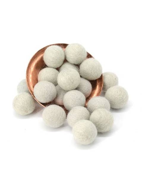 White Wool Felt Balls | 2 CM for wholesale by Woollyfelt