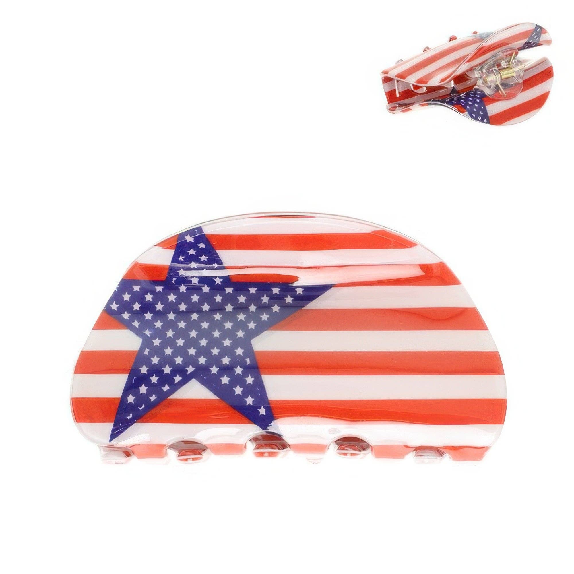 CC Wholesale Clothing - Wholesale Hair Clip - Women's - American Flag Theme Acrylic Hair Claw Clip1