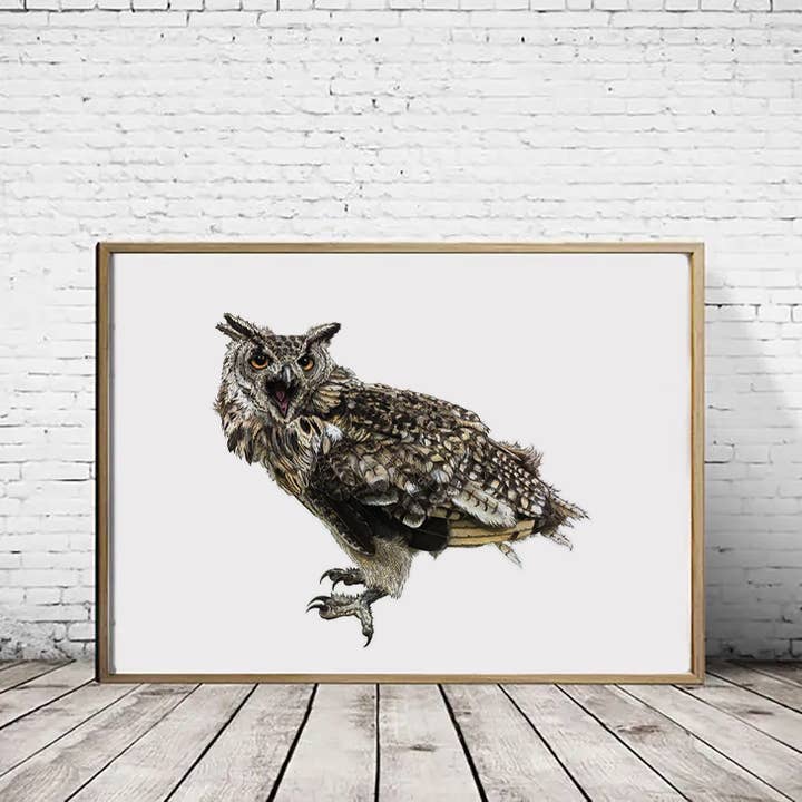 Hidden Planet - Wholesale Art Print - African Eagle Owl - A4 Print (landscape)