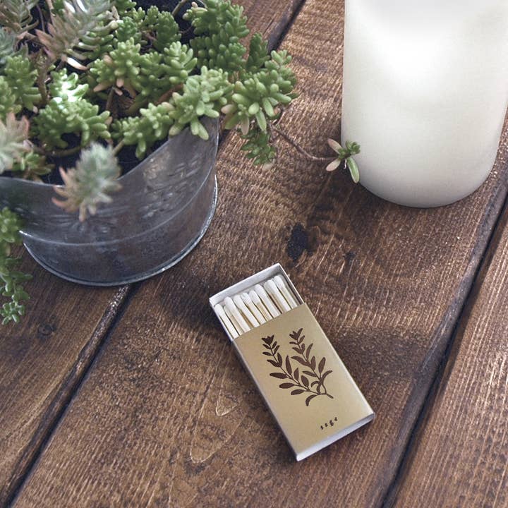 Studio Portmanteau - Wholesale Matches - Sage Matchbox | Embossed Botanical Match Holder11