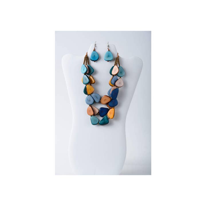 TaguArtsy - Wholesale Jewelry Set - Zaley Three Stranded Organic Tagua Necklace and Earrings19
