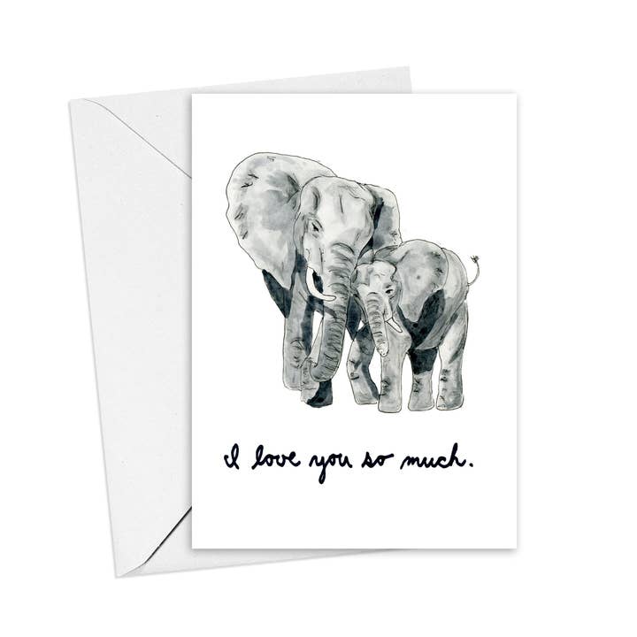 Elephant Love wenskaart voor wholesale door Amy Wike Illustration
