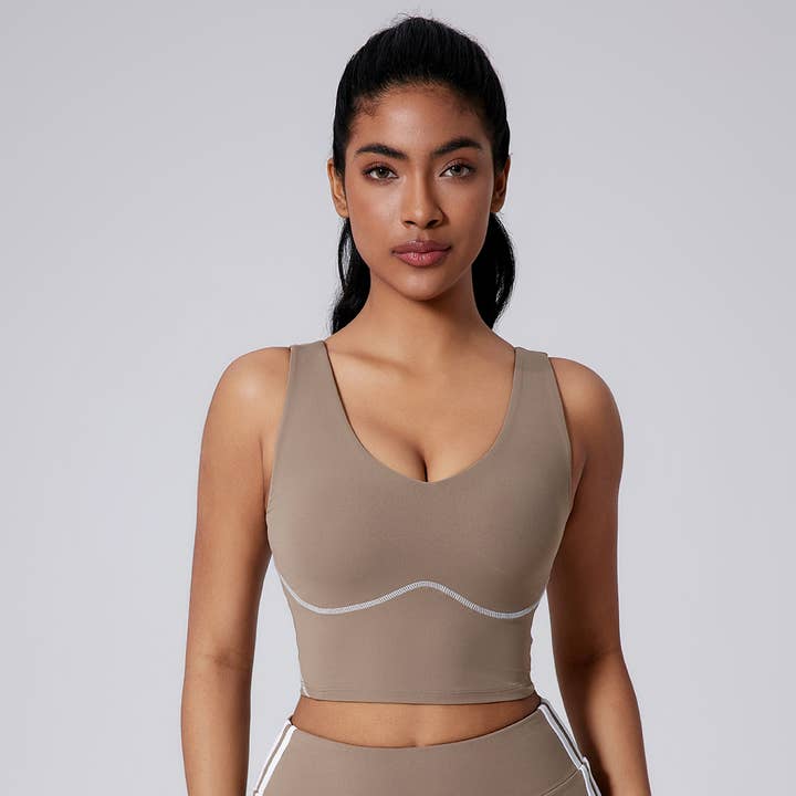 Sodalemon - Wholesale Athletic Top - Women's - Women Wide Strap Built-In Bra Support Yoga Workout Tank Top10