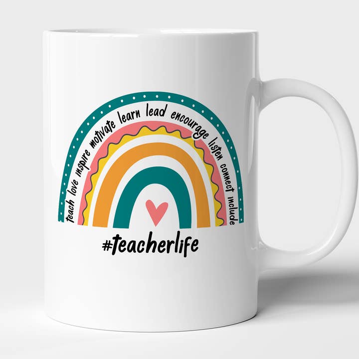 Teacher Life Mug, Gift for Teacher, Teacher Rainbow Mug for wholesale by byMerryWorks