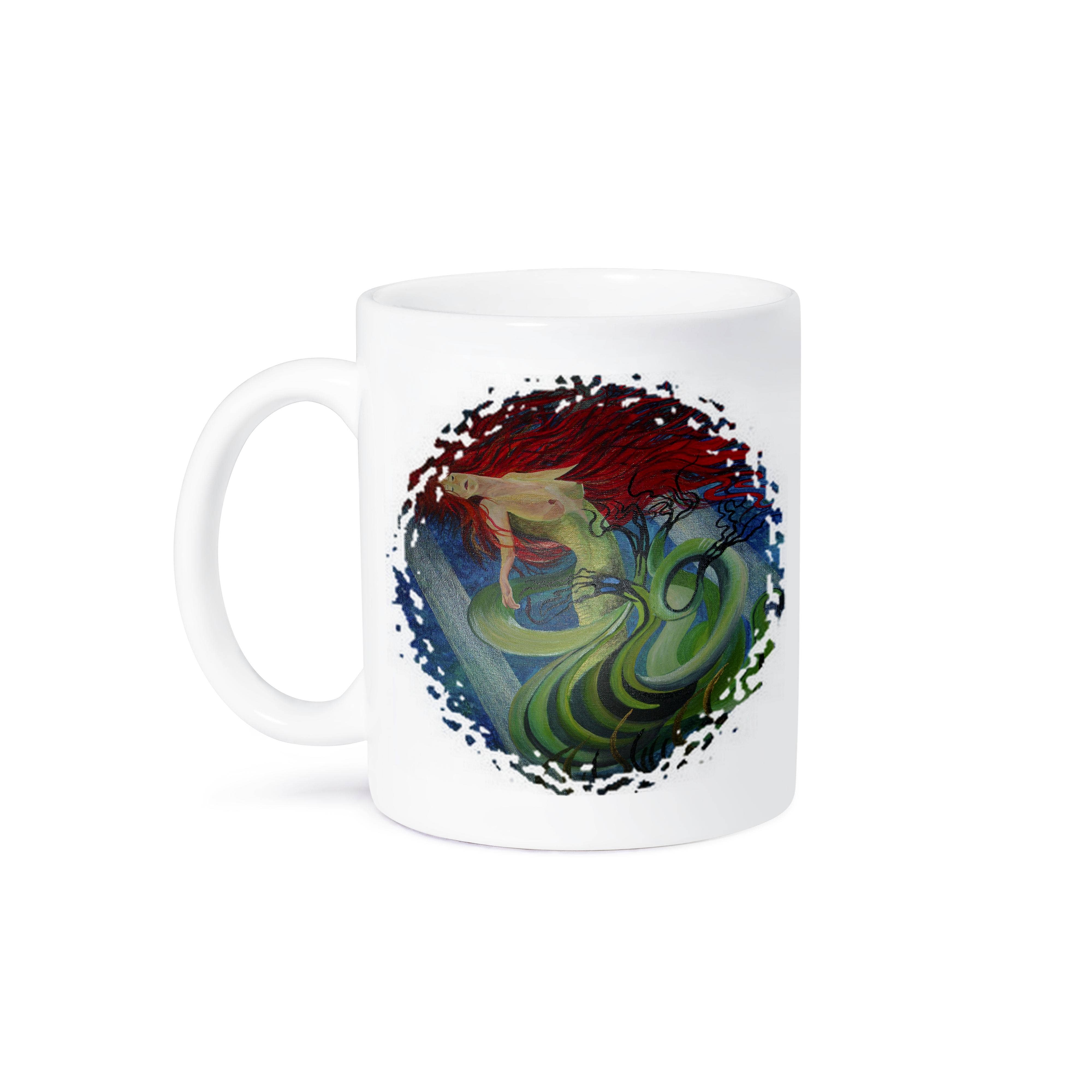 3dRose – Engroshandel Kaffekrus – 3dRose, Havgudinde - blå, fantasi, havfrue, mytologisk, havnymfe, rødhåret, havnymfe, krus8