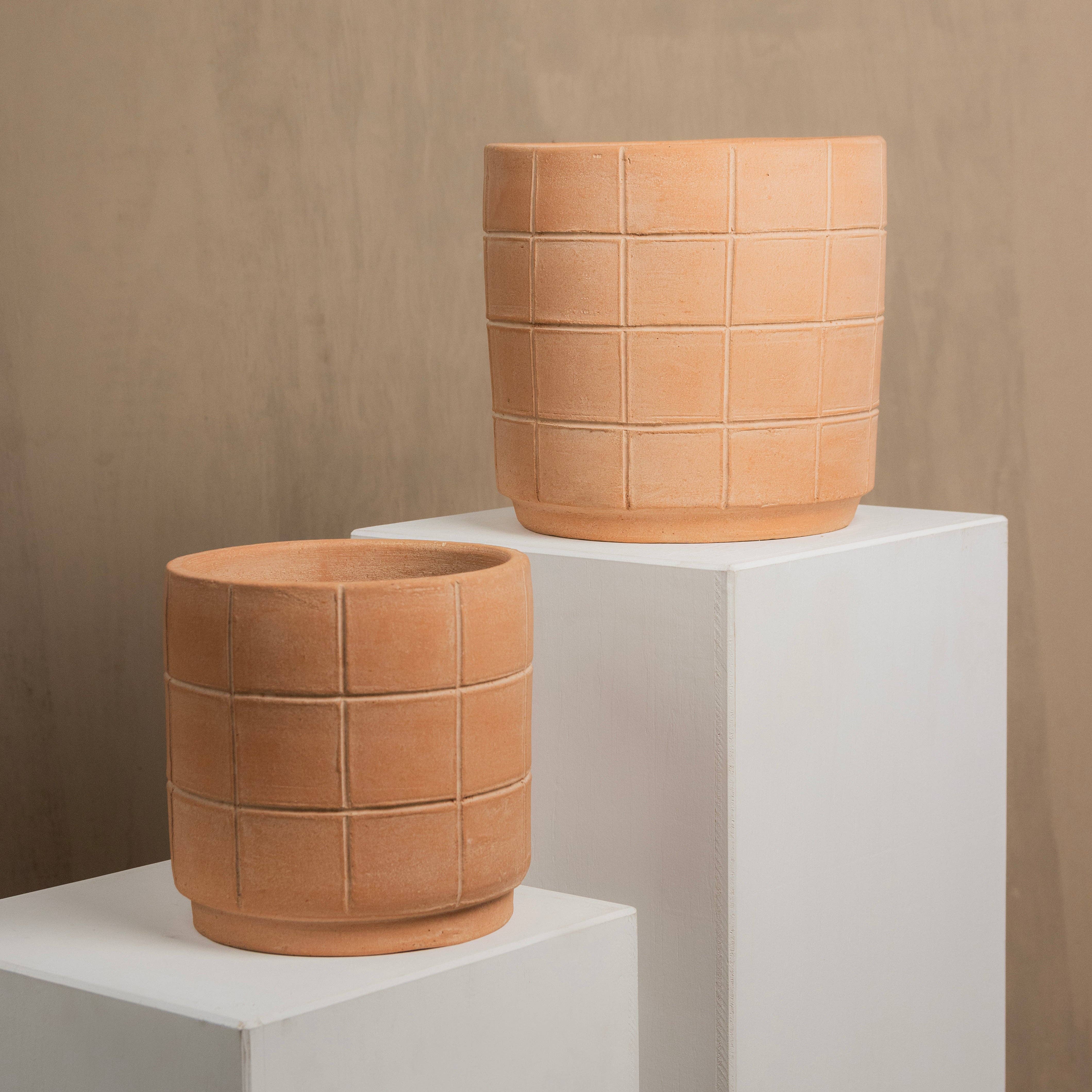 Meso Goods - Wholesale Plant Pot - Grid Small Terracotta Planter by Diego Olivero4
