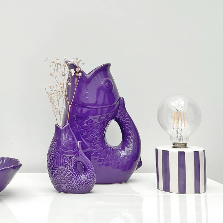 Opjet Paris - Wholesale Accent/Desk Lamp - Purple Stripe LED Decoration with Batteries D8.8 H17.5cm3